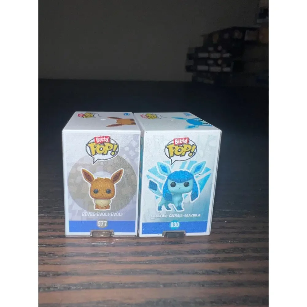 2 BITTY 1-Inch Funko Pops Eevee & Glaceon #577 & #930 Pokemon Ice Evolution TCG